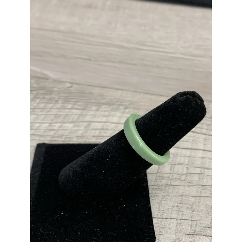 Colorful Acrylic Ring - Opaque Resin Band Round Ring Green